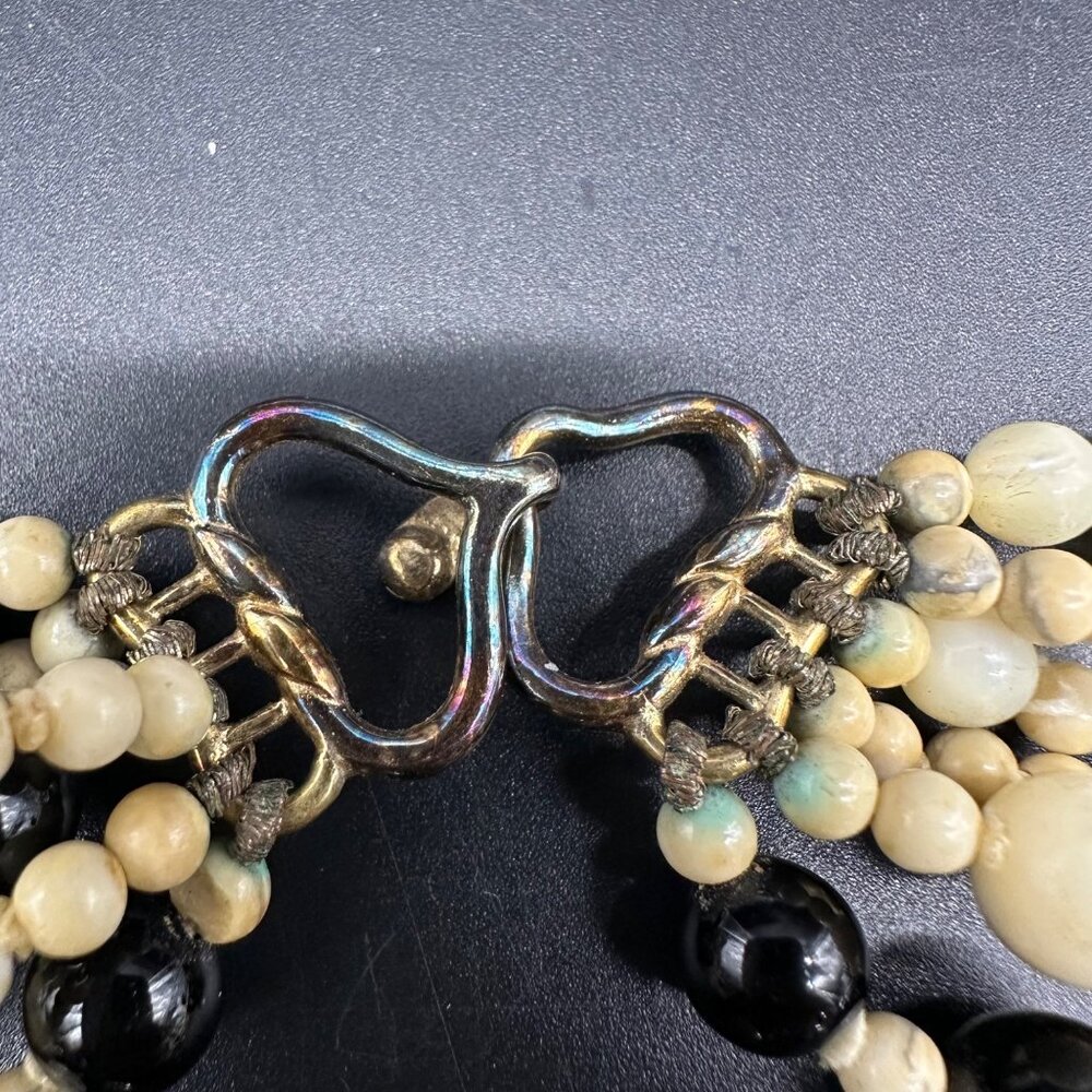 Vintage Statement Necklace Kylo Kai Yin Lo 6 Strand Stone Glass Plastic Bead 80s - Picture 4 of 9